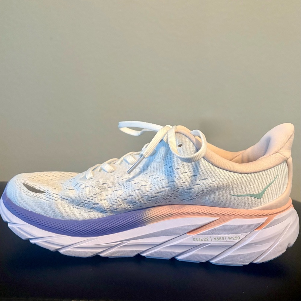 Hoka Men’s Clifton8 White and Lavender Athletic Shoes sz 8D - Picture 4 of 12
